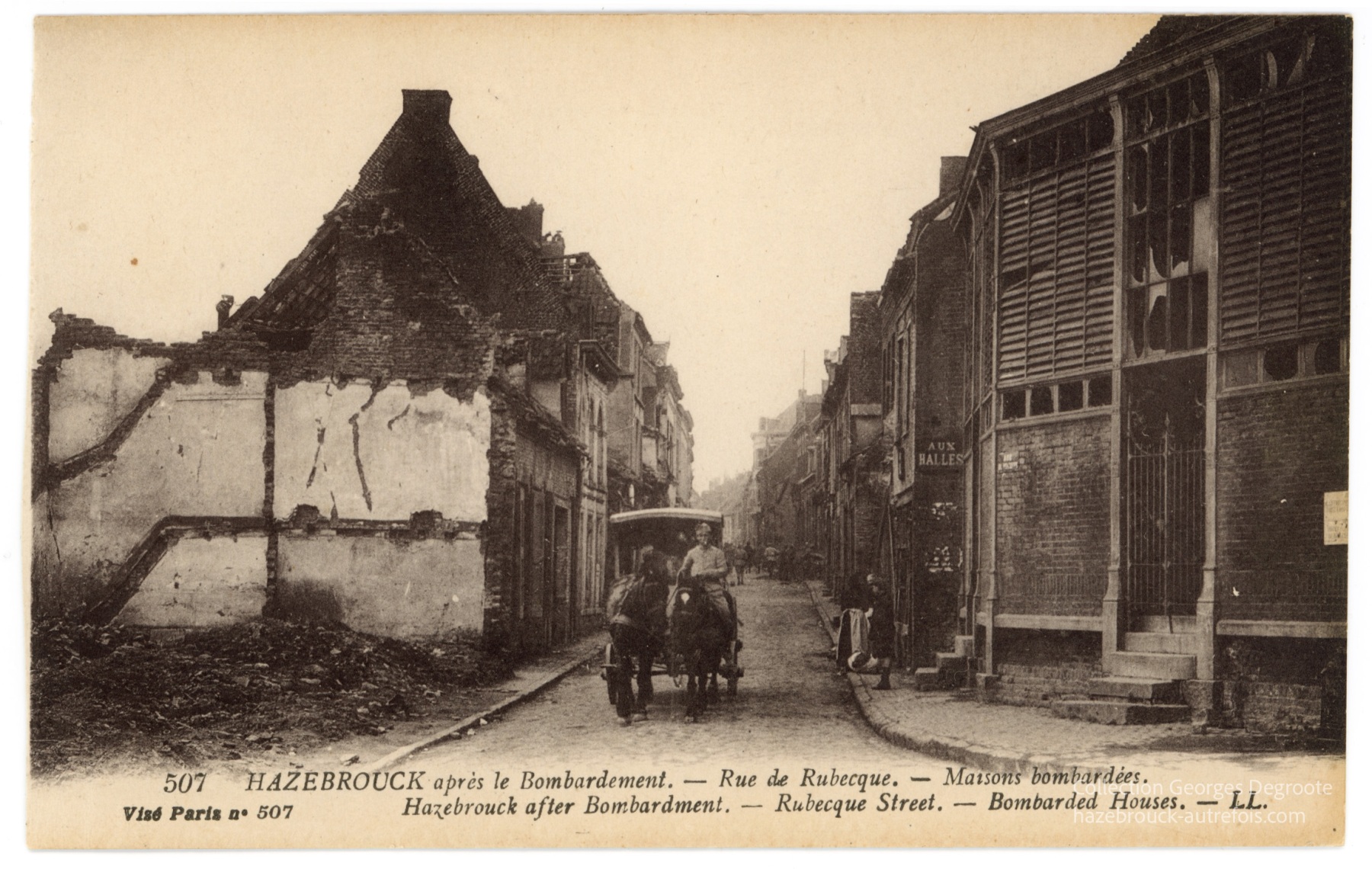 Hazebrouck après le Bombardement - Rue de Rubecque