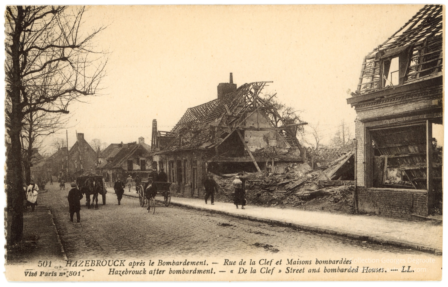 Hazebrouck après le bombardement - Rue de la Clef et Maisons bo