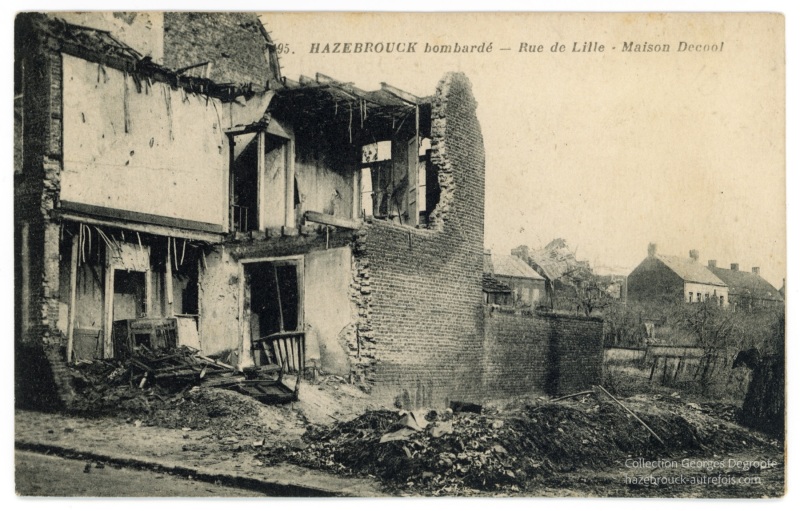 Hazebrouck bombardé - Rue de Lille - Maison Decool