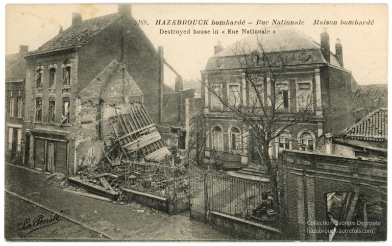 Hazebrouck bombardé - Rue Nationale Maison bombardé
