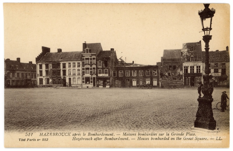 Hazebrouck après le bombardement - Maisons bombardées sur la G