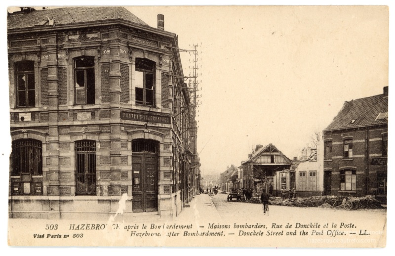 Hazebrouck après le bombardement - Rue Donckèle et la Poste